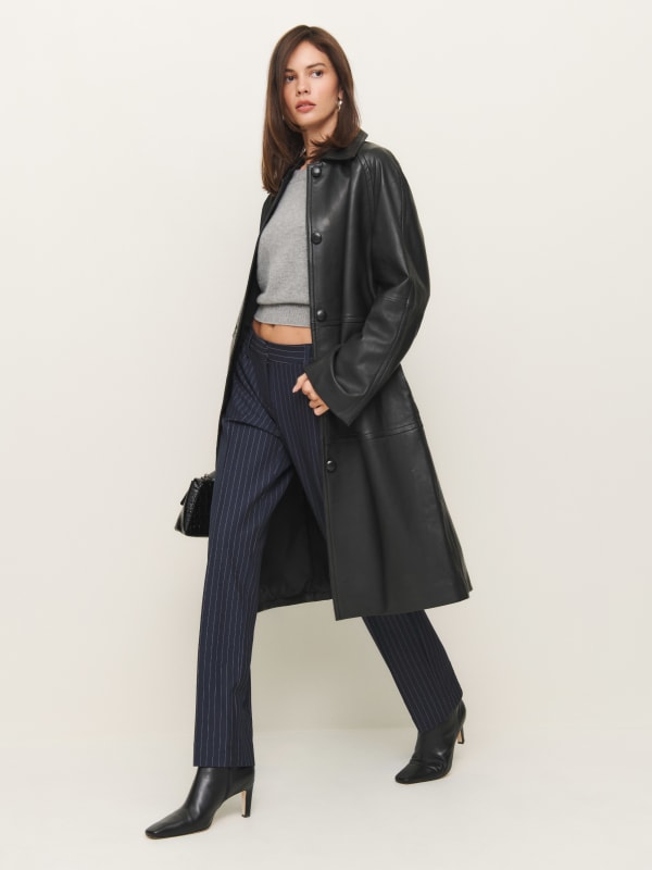 Veda Beck Leather Trench - Black